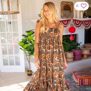 Nina Sleeveless Midi Dress - Espresso Floral